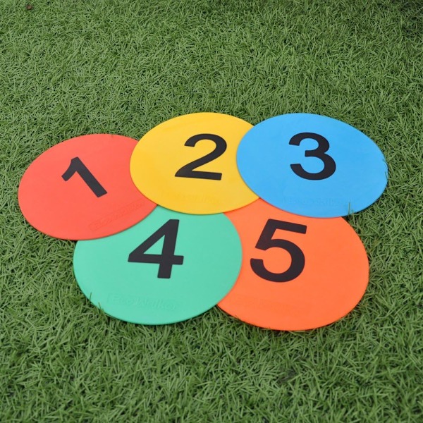 Halkfria golvmarkörer, TPE-material, mjuka, rivtåliga, 20 cm diameter, klara färger för inomhus- och utomhusytor, golvmarkörer för sportträning