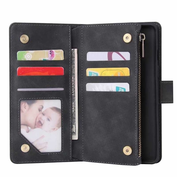 OnePlus 8 Multifunktionellt Plånboksfodral Zipper 8-Fack Svart