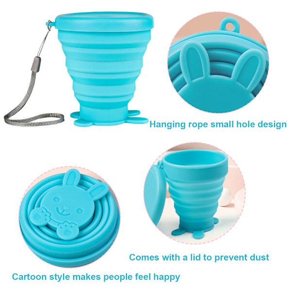 Livsmedelsgodkända Resemuggar i Silikon, Portabla Vikbara Vattenmuggar i Silikon för Kalla Drycker Te Kaffe, Miljövänlig Kompakt Design
