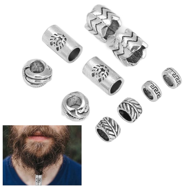 10 st Viking Beard Beads Antika Dreadlock Tube Beads Hängen för hårdekorationer