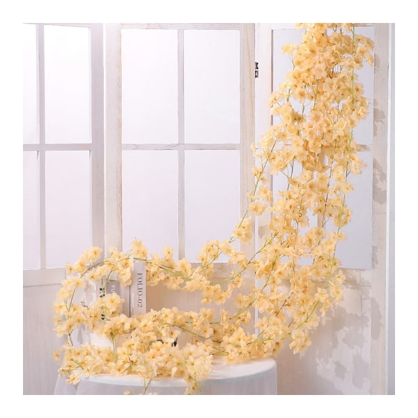 Konstgjord blomrotting Enkel 1,8 m 135 st Blomsterhuvud Levande dekorativ sidenplast hängande falsk rotting för dekoration