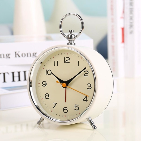 Retro v?ckarklocka Studenter Anv?nd S?ngbordsklocka Ljus Avst?ngning Snooze V?ckarklocka Vit
