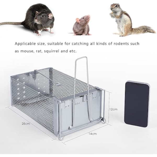 Levandefångstfälla, Human råttfälla med gravitationspedalaktivering för mångsidig användning inomhus och utomhus, Giftfri bete för små gnagare (2