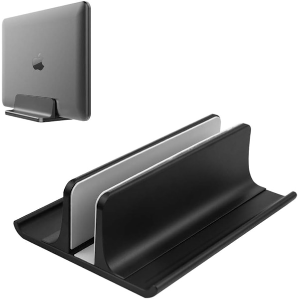 3-i-1 Vertikalt Laptopställ, Bred Kompatibilitet Aluminium Skrivbordshållare med Dubbel Spårdesign för Utrymmesbesparande Installation, Halkfri Silikonskydd