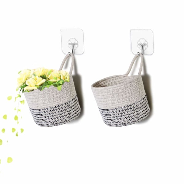 Konstnärlig Hängande Korgset av Rep, Bomullsrepskorgar med Modern Stil för Mångsidiga Användningsområden, Dekorativa Hängande Korgar med Lättåtkomlig Design