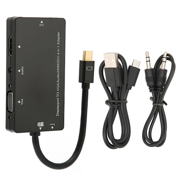 DP-omvandlare 4-i-1 Lättviktig Portabel 1920x1080P HD-överföring Portabel Lättviktig Mini Displayport-omvandlare