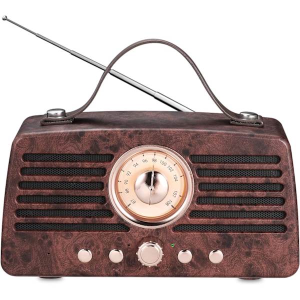 Retro Bluetooth-h?gtalare, b?rbar tr?dl?s Bluetooth-h?gtalare med FM-radio