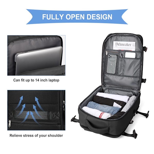 Kabinv?ska 45x30x16 Underseat Ryggs?ck f?r Flygplan Handbagage V?ska Underseat Carry On Ryggs?ck Laptop V?ska Kvinnor Reseryggs?ck med Skofack