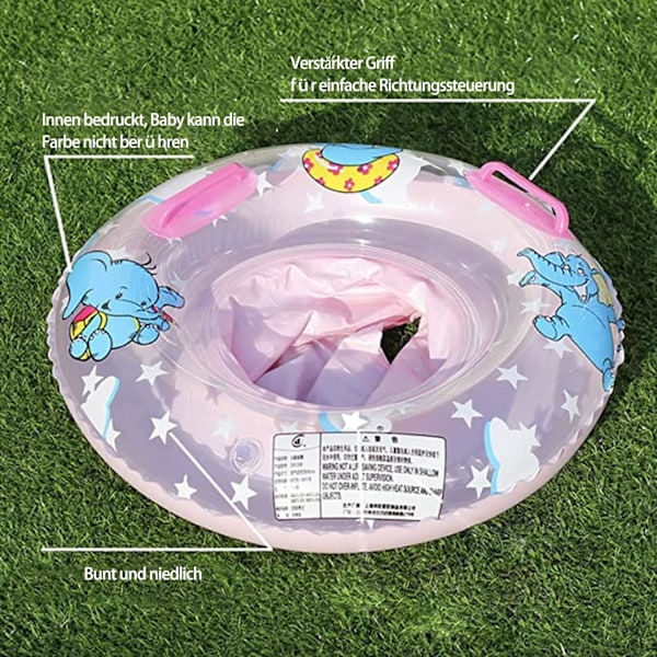 Babysimring, miljövänligt PVC-material uppblåsbar simring, idealisk för babypoolflotte med solskydd, rekommenderas för 0-3 år gamla bebisar