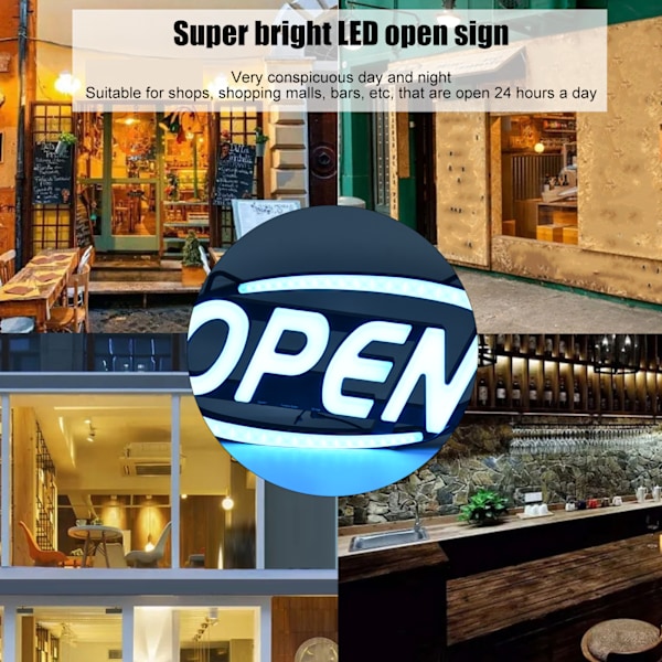 LED Öppen Skylt Färgstark Dynamisk Timer Fjärrkontroll Elektrisk Reklamtavla för Butik Bar 100‑240V Svart EU-kontakt