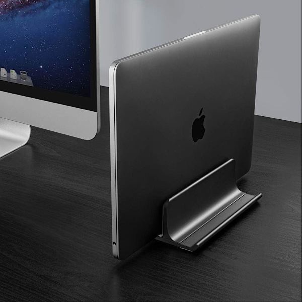 3-i-1 Vertikalt Laptopställ, Bred Kompatibilitet Aluminium Skrivbordshållare med Dubbel Spårdesign för Utrymmesbesparande Installation, Halkfri Silikonskydd