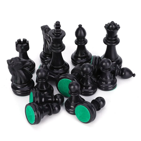 Plast schackpjäser set internationellt schackspel komplett schackpjäser set svart&amp;vit M