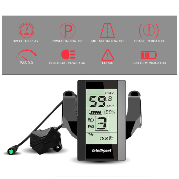 24V 36V 48V 52V 800S LCD-display kompatibel med BAFANG-kontroller för elcykelmodifiering