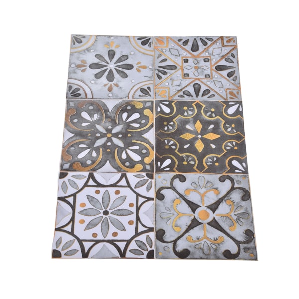 2-pack golvplattor klistermärken självhäftande keramiska plattor dekor vattentät vintage retrostil för kök badrum