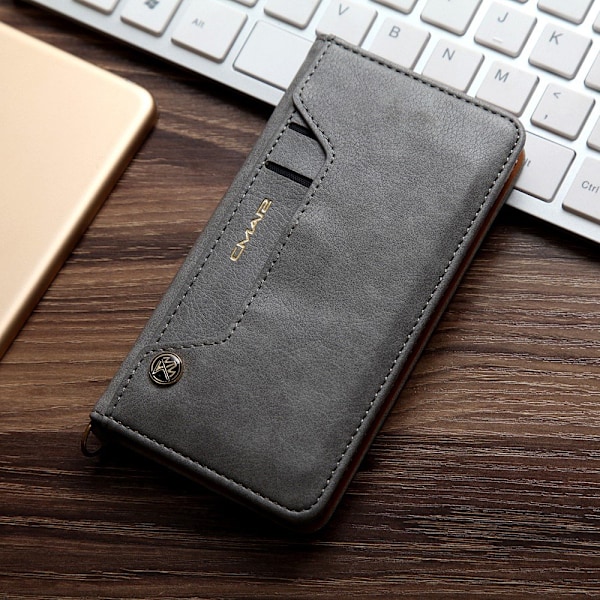 CMAI2 Litchi plånboksfodral till iPhone 7 / 8 / SE (2020) - Grå grå