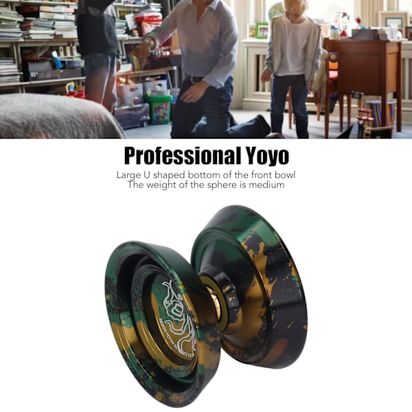 Yoyo Ball Alloy Professionell Icke-responsiv Yoyo Leksak med Utbytessträngar för Pojkar Svart Guld