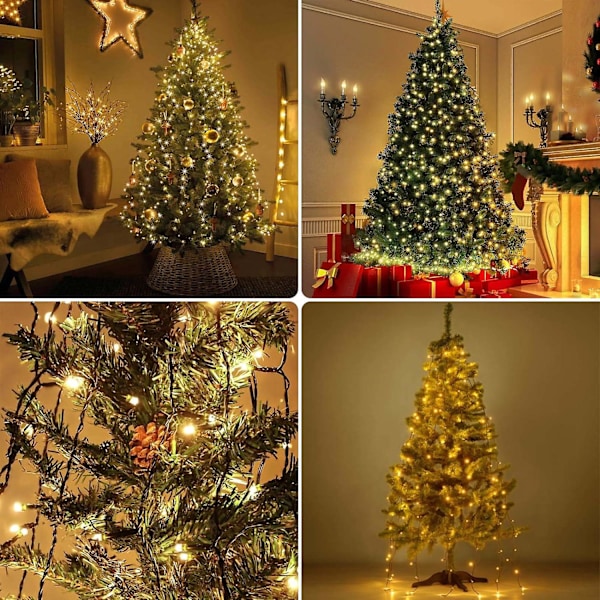 Julgransbelysning Inomhus Utomhus, 280 LED Julgransljussträngar 2 Meter x 8 Rader med 8 Ljuslägen & 6 Timmars Timer, Blinkande Mini Ljus Plug-in