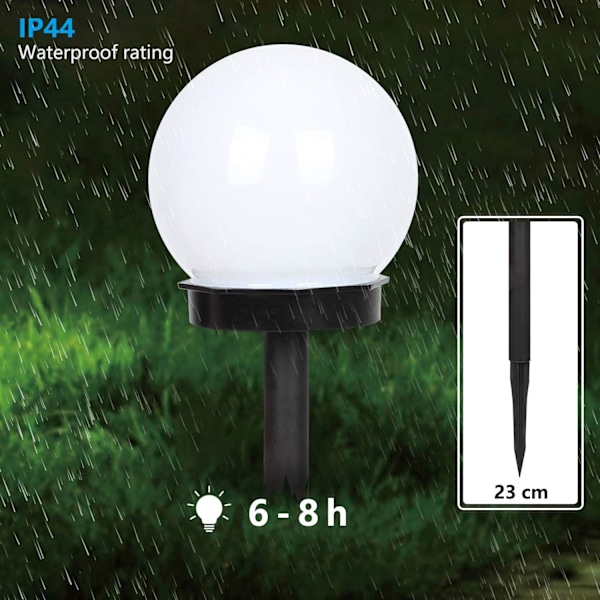 Solarlampor Utomhus, 6-pack Solar LED Globe Drivna Trädgårdslampor Vattentäta för Gård Uteplats Gångväg Landskap Markspik Väg Sval Vit