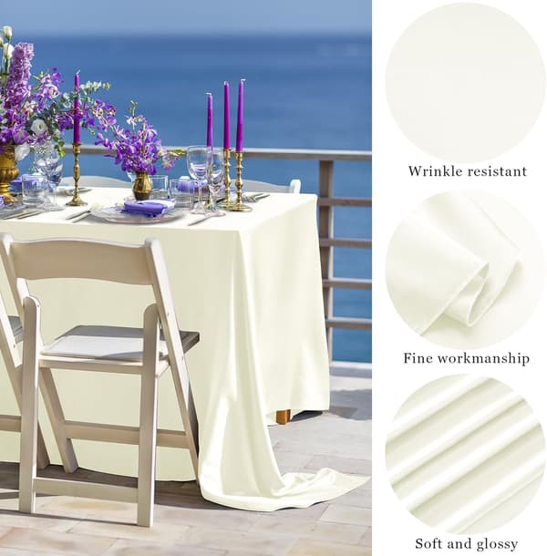 Rektangulär bordsduk i satin - beige, glansig bordsduk i satin för rektangulära bord (145x260 cm)