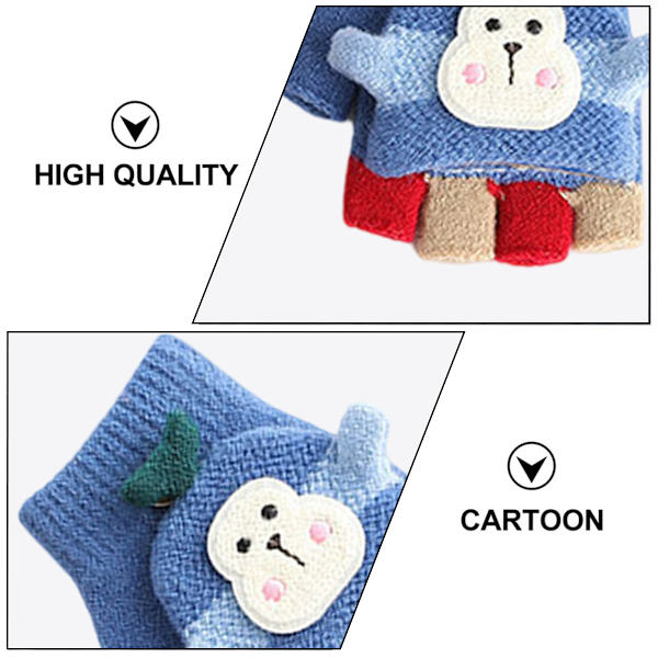 Vintervarma vantar Barnhandskar Varma tillbehör Bedårande handskar för flip-cover handskar Stickade varma handskar blue