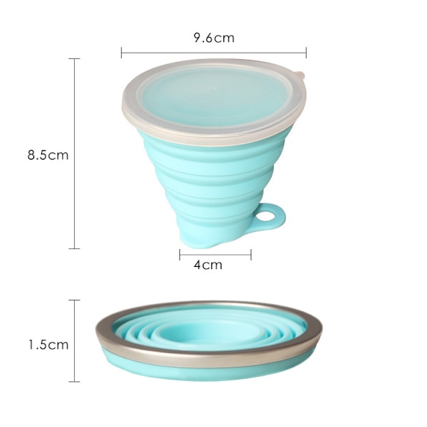 Silikon Hopfällbar Resemugg, Portabel Hopfällbar Design För Utomhusvandring, Expanderbar Drickmugg BPA-fri Rostfri Stålkant,
