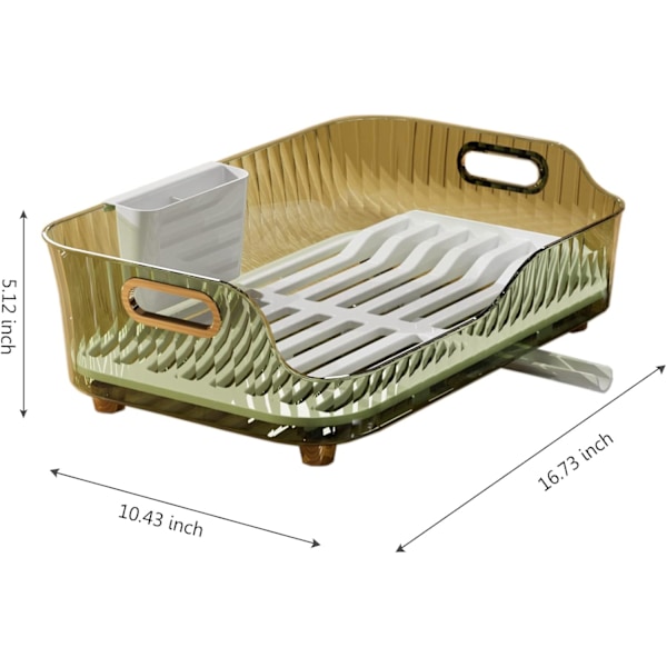 Diskställ, platsbesparande design, robust diskställ för kök, multifunktionell redskapshållare med snabbt dräneringssystem (Grön)