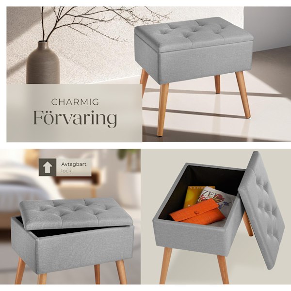 tectake Sittpall med f?rvaring Ranya, kapacitet f?r 300kg Ljusgr?
