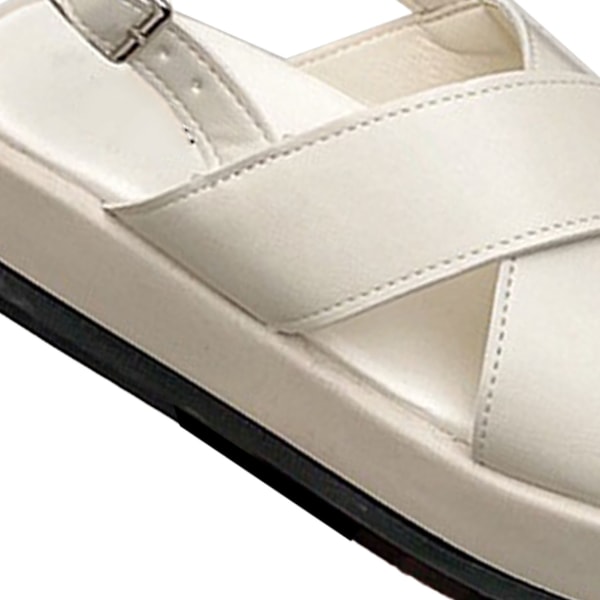 Kvinnors sandaler med korsband Fashionabla Casual PU-läder Tjock sula Dam Sommarsandaler Beige 38