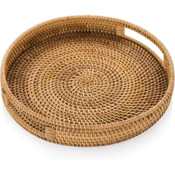 Miljövänlig, Dekorativ Organizerbricka, Multifunktionell Förvaring, Naturlig Rottingfärg, Heminredning, Starka Bärhandtag, Lätt Att Rengöra Med En