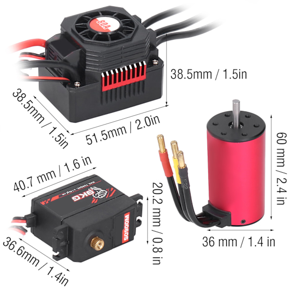 SURPASS HOBBY Combo 3665 2900KV Borstlös Motor 80A ESC 9KG Servo 25T Metall Swing Arm Set