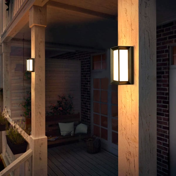 V?gglampa 18W Utomhus Modern LED Vattent?t IP66 Aluminium Dekorativ Ljus G?rd Tr?dg?rd Korridor V?gglampa Varm Vit (Svart)