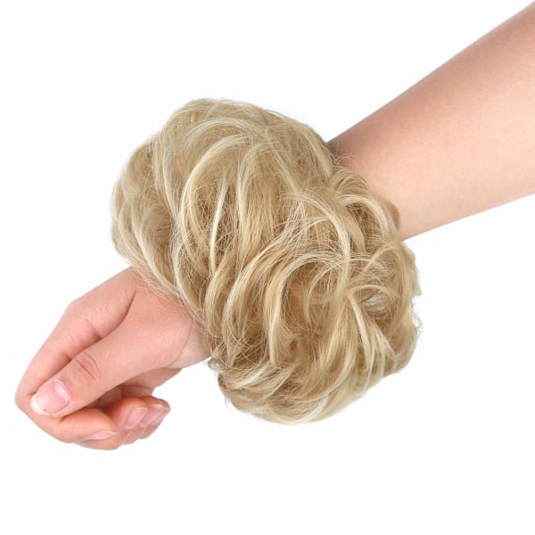 1PCS Messy Hair Bun Hair Scrunchies Extension Curly Wavy Messy Synthetic Chignon f?r kvinnor Updo Hairpiece Darkest Brown & Dark Auburn Mixed Darkest Brown & Dark Auburn Mixed