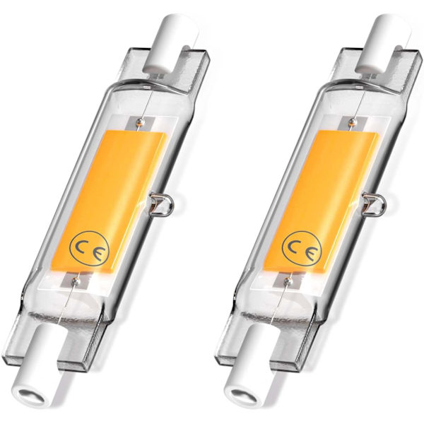 5W R7s 78MM J78 COB Filament LED-lampa, 500 lumen 360 grader, halogenlampa 30W 48W 50W motsvarande, (2 stycken, 4000K dagsljus)