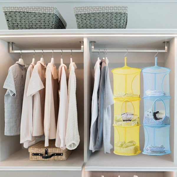 Hängande Mesh Organizer med Vikbar Utrymmesbesparare, Andningsbar Design för Snabb Åtkomst och Förvaring, Lämplig för Barnrum (4 Delar Hängande