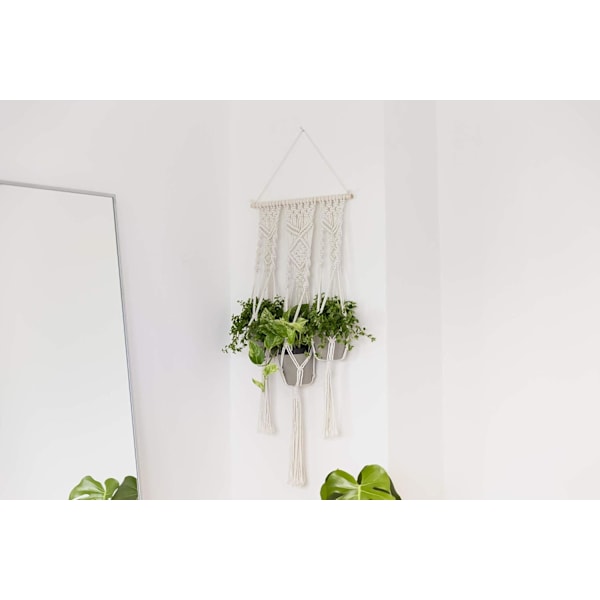 Handgjorda Makramé Växthängare, Unik Design Robust Mjuk Bomull Hängande Växtställ För Inomhus Utomhus Dekor, Boho Heminredning, 100% Bomullsgarn Och