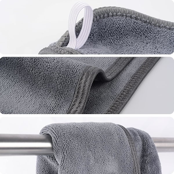 Mikrofiber Hårhandduk, Skyddar Hårets Hälsa &amp; Sparar Tid, Ultraabsorberande Snabbtorkande Anti-Frizz Wrap för Kvinnor, Män, Barn (3 Stycken), Grå