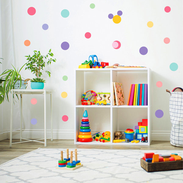 Smidig applicering på släta ytor, Custom Design Usa Polka Dot Confetti Väggdekaler, Skala och fäst för enkel installation, Flerfärgad cirkeldekor,