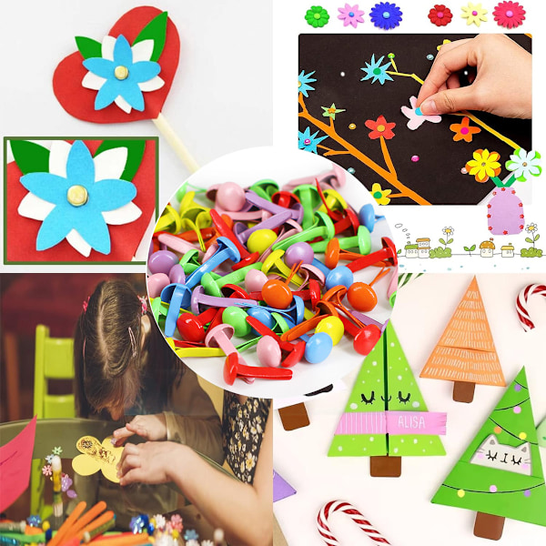 Mässingspappersfästen, Mini Brads för Scrapbooking-hantverk, 100 st Högkvalitativa Metall Split Pin Design med Icke-blekande Elektropläteringsfärg