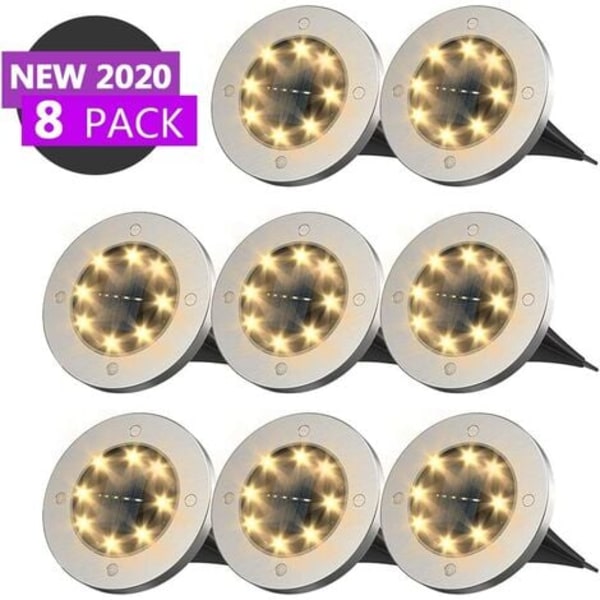 LED solcellsbelysning för marken, markbelysning utomhus för landskap, trappsteg, gräsmatta, hall, trappor, staket, väggar