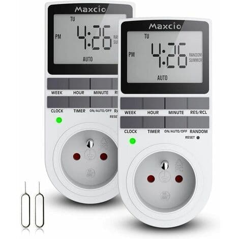 Digital programmerbar stikkontakt, daglig/ugentlig digital timer, elektrisk udtagsskema med LCD-display og tyverisikring
