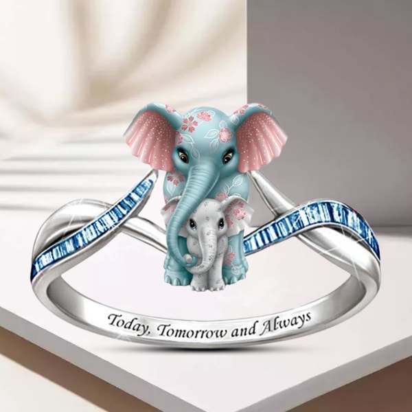 Finger Ring Søde Tegneserie Elefant Romantiske Tilbehør Smykker Kvinder Legering Ring Valentinsdag Gave US 9