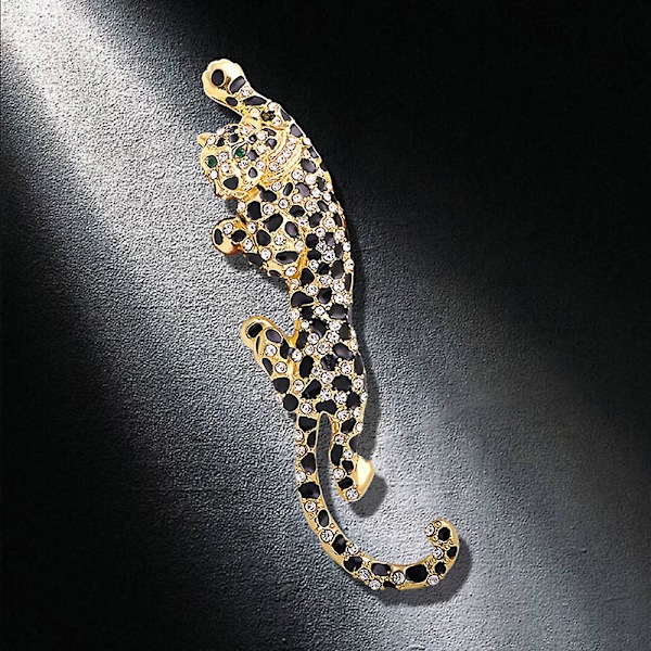 Stora klättrande leopard broschnålar för kvinnor och män emalj djurbroscher