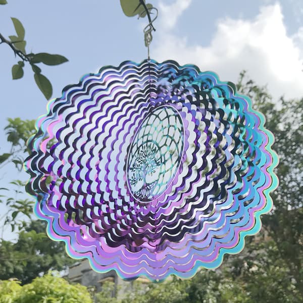 Livets Träd Vindsnurra, 25*33cm 3D Rostfri Stål Vindsnurra