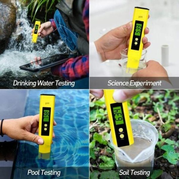 Digital pH-mätare, Digital LCD Vattenkvalitetstestare, Mätintervall för 0-14 pH, 0,01 pH Noggrannhet, för Dricksvatten, A