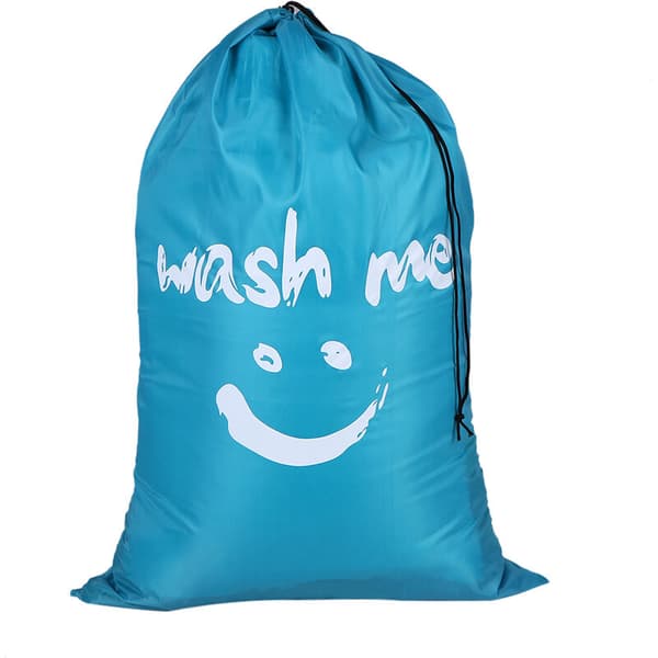 70 * 100 cm Smiley Print Snavsetøjspose, Snøre, Opbevaringspose (Himmelblå)