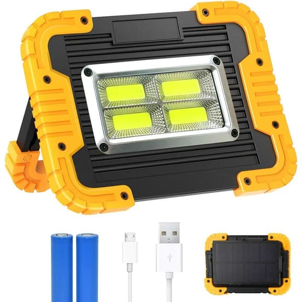 W855 Aftagelig Solar Version Spotlight 4* Square COB+Indbygget Batteri Version Udendørs Camping Nød Port LED Lys