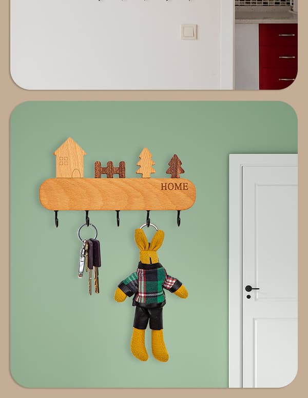 Träväggkrok - 4 krokar - vägg/dörr - barn