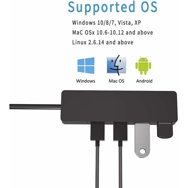 USB 3.0 Hub 4 porter Ultra Slim Kompatibel for MacBook, MacBook Air/Pro/Mini, iMac, Surface Pro, MacPro, Windows Bærbare datamaskiner