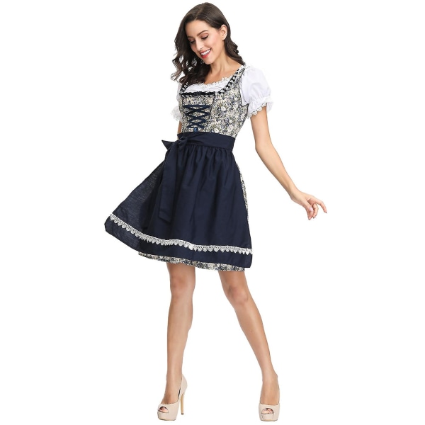 Voksne kvinner Oktoberfest Blomstermønster Dirndl-kjole Bavaria Beer Party Girl Wench Costume Fancy festkjole XL