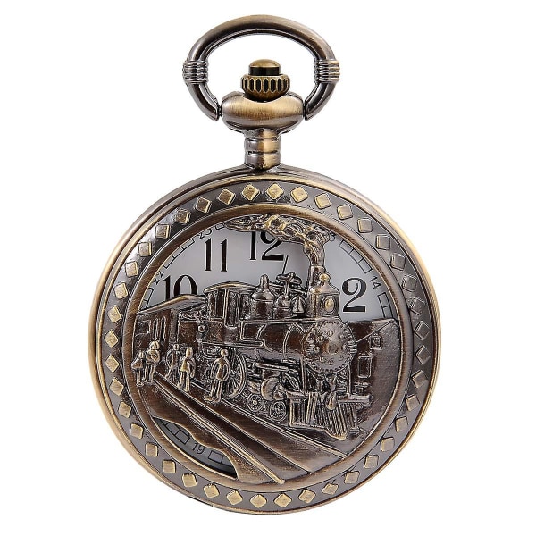 Vintage brons ångtåg för barn kvarts watch med kedja